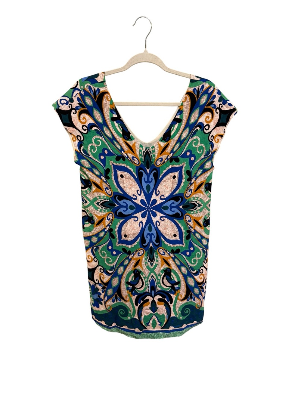 Maeve for Anthropologie Multicolor Abstract Print Dress - Blue, Green & Gold